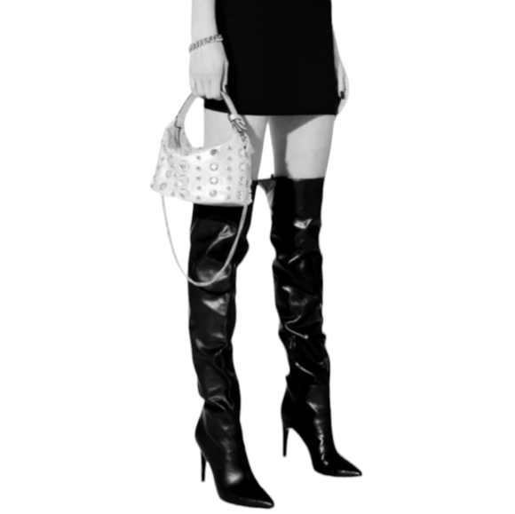 Rebecca Minkoff Stone Studded Shoulder Bag, Silver, NWT - Picture 5 of 16